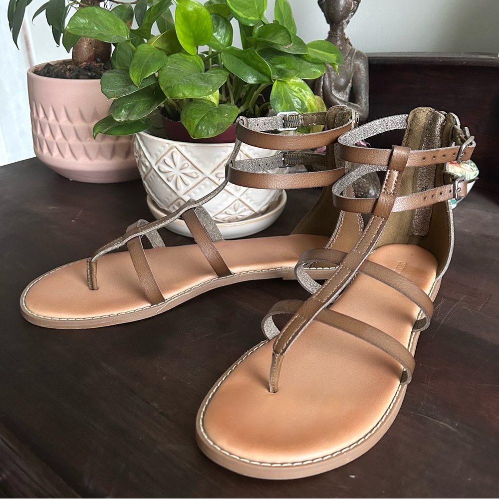 Old Navy Brown/Gold Strappy Sandals